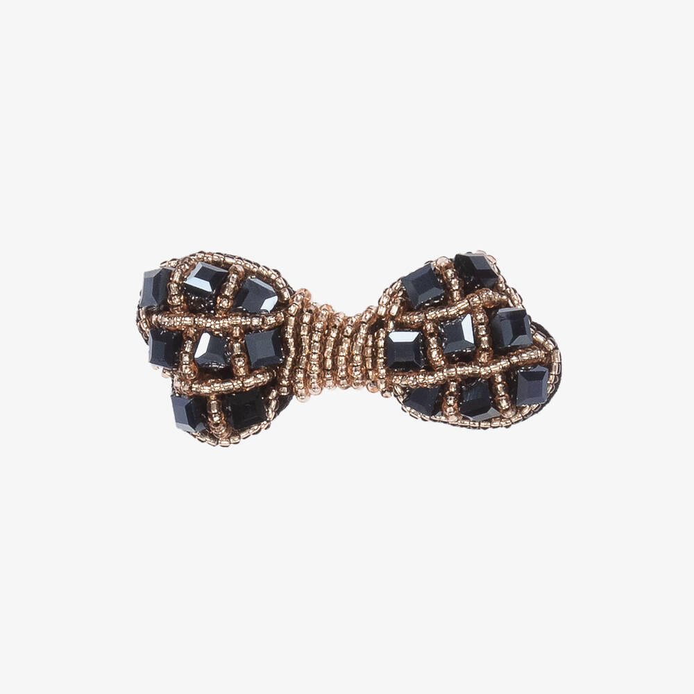 Pan Con Chocolate - Girls Black & Gold Bow Hair Clip | Childrensalon