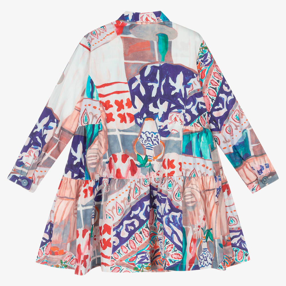 Pan Con Chocolate-Голубое хлопковое платье-рубашка для девочек | Childrensalon Outlet