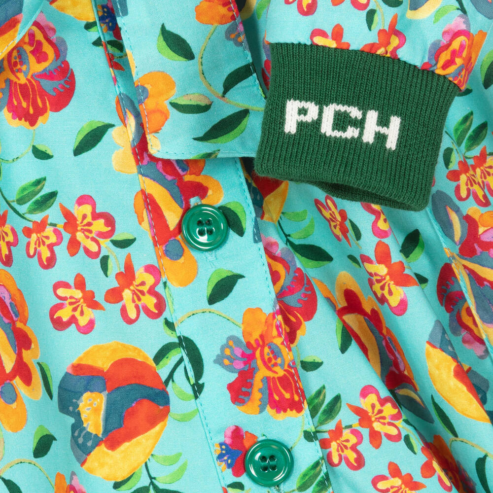 Pan Con Chocolate-فستان قميص قطن بوبلين لون أزرق | Childrensalon Outlet