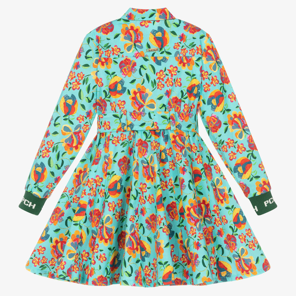 Pan Con Chocolate-فستان قميص قطن بوبلين لون أزرق | Childrensalon Outlet