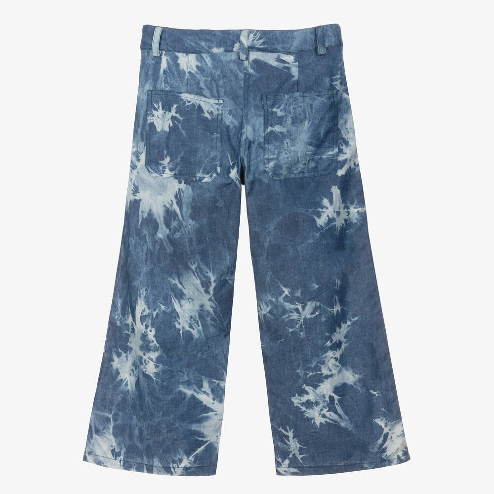Pan Con Chocolate-Girls Blue Cotton Tie-Dye Trousers | Childrensalon Outlet