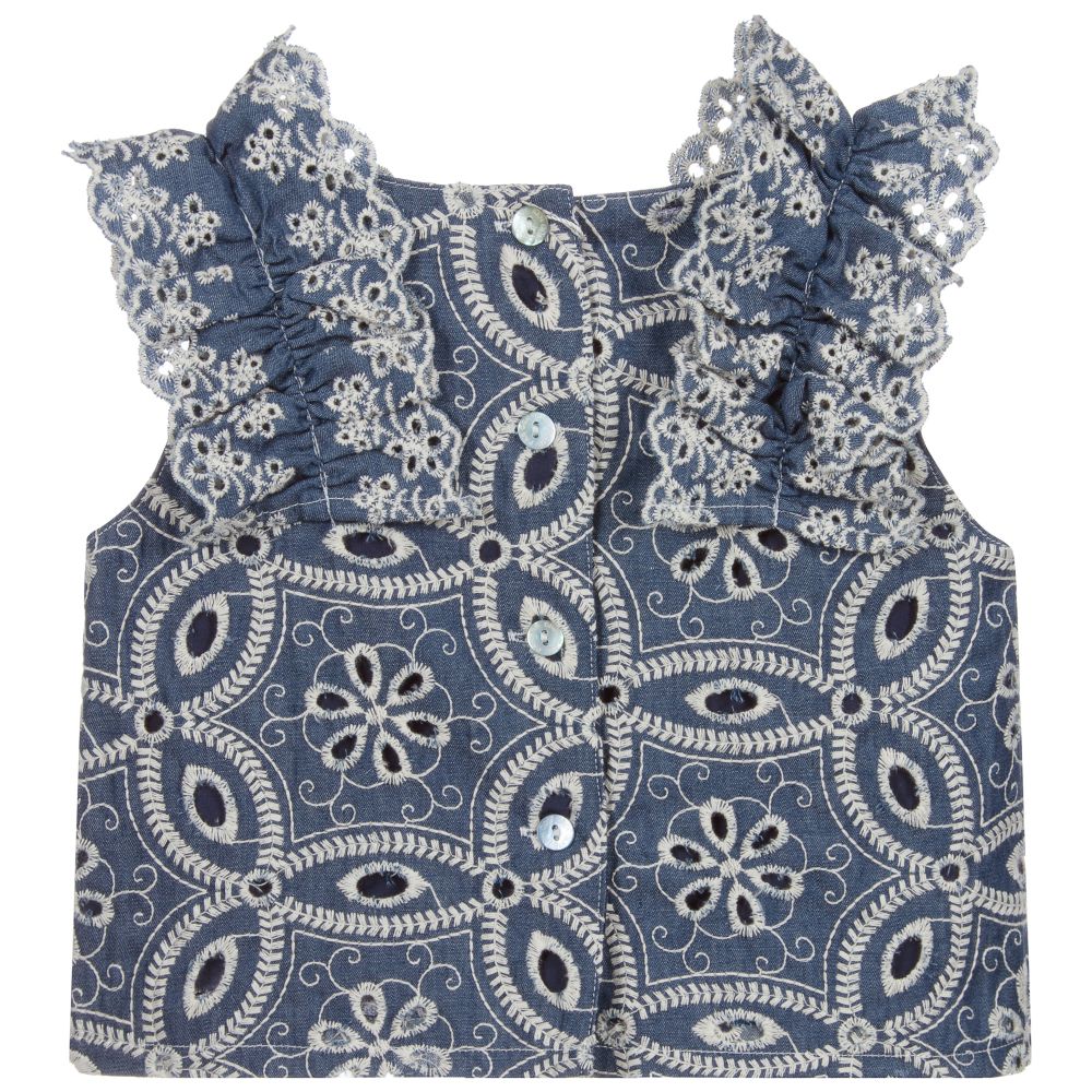 Pan Con Chocolate-توب قطن شامبري لون كحلي و عاجي | Childrensalon Outlet