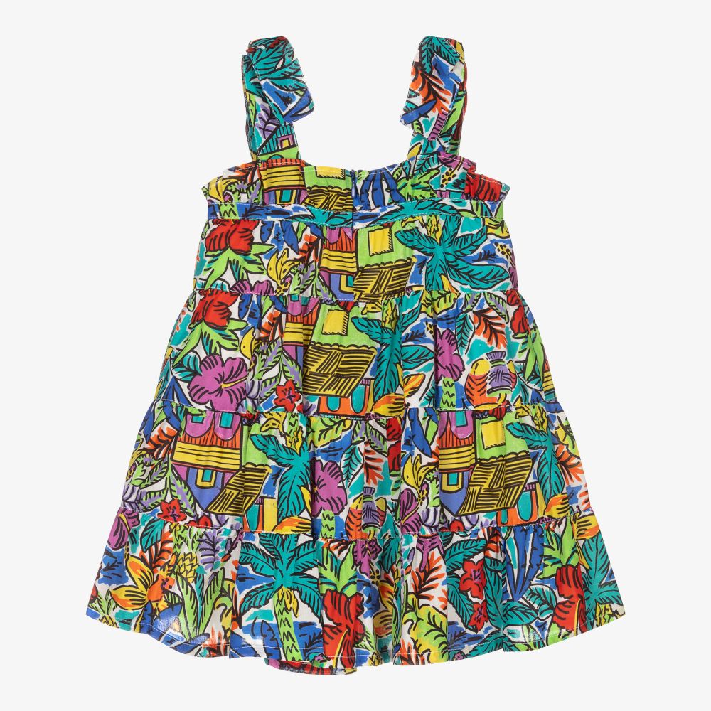 Pan Con Chocolate-Голубое хлопковое платье в цветочек для девочек | Childrensalon Outlet