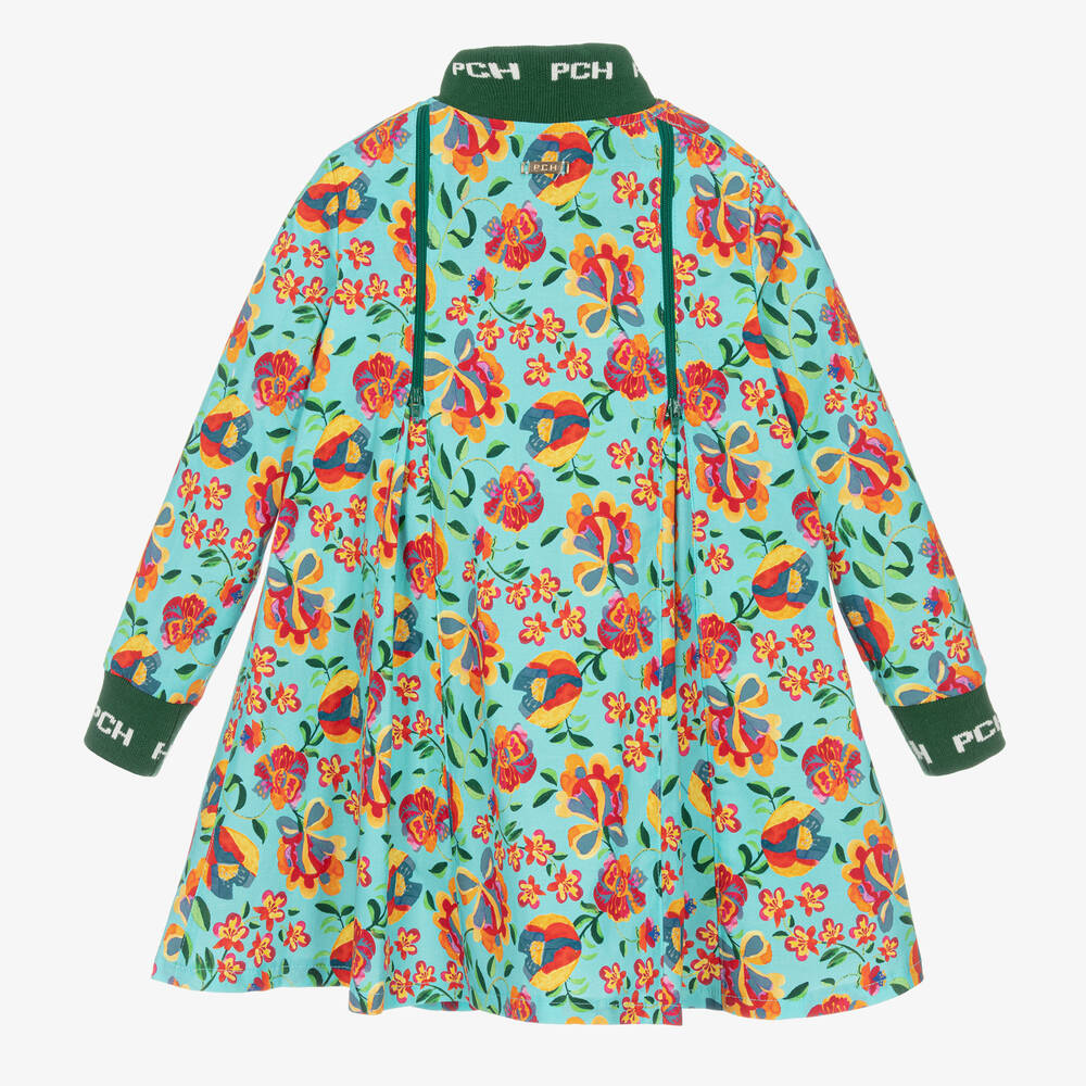Pan Con Chocolate-Girls Blue Floral Cotton Dress | Childrensalon Outlet
