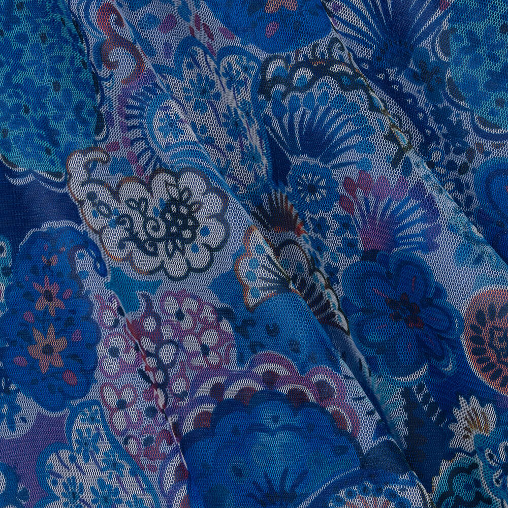 Pan Con Chocolate-Синее платье из тюля с цветами | Childrensalon Outlet