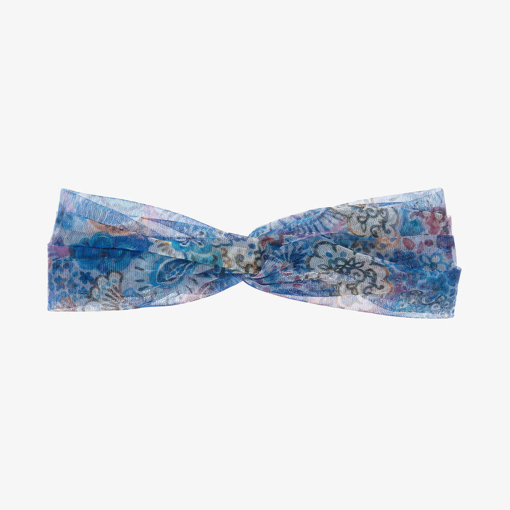 Pan Con Chocolate - Girls Blue Floral Tulle Headband | Childrensalon