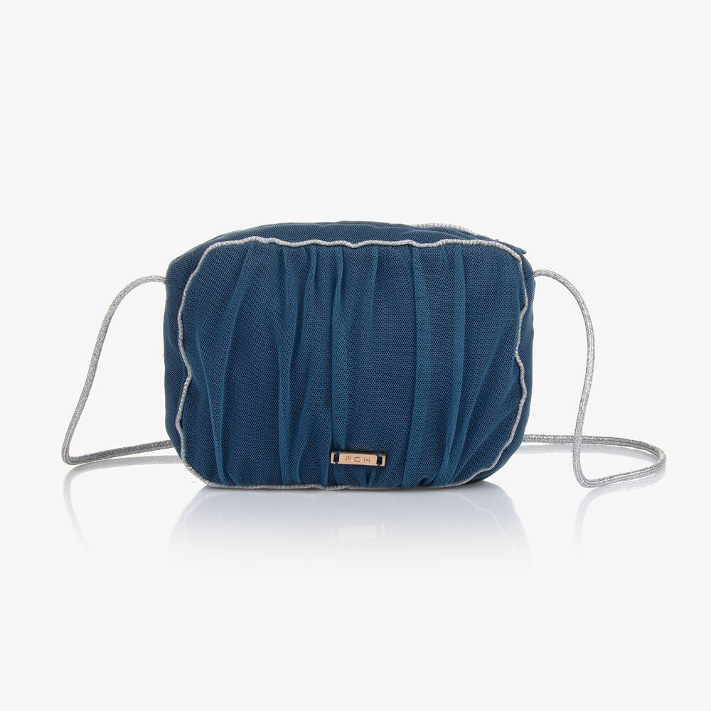 Pan Con Chocolate - Girls Blue & Silver Tulle Shoulder Bag (16cm) | Childrensalon