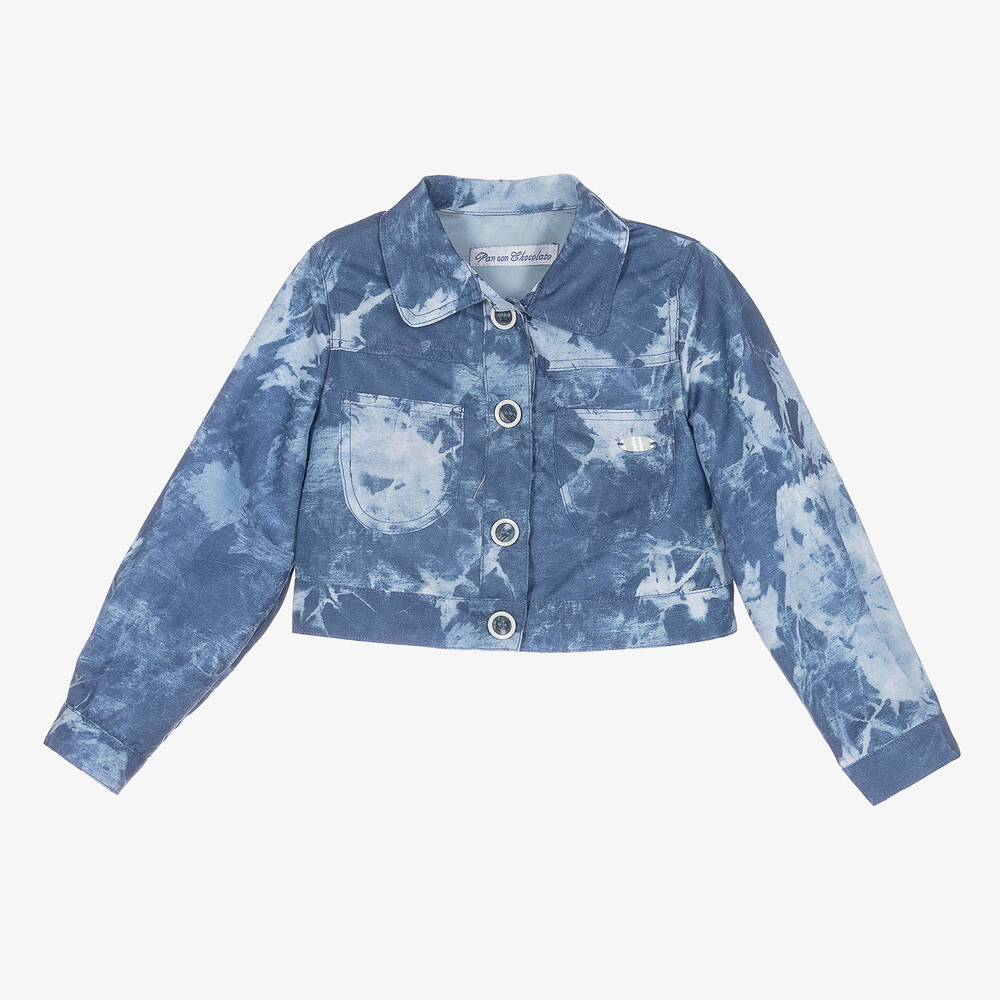 Pan Con Chocolate - Girls Blue Tie-Dye Jacket | Childrensalon