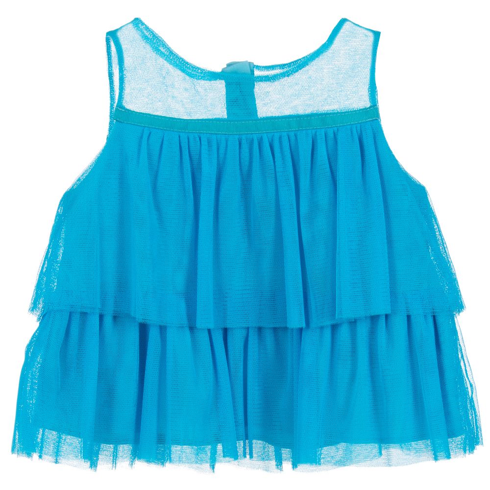 Pan Con Chocolate - Girls Blue Tulle Top | Childrensalon