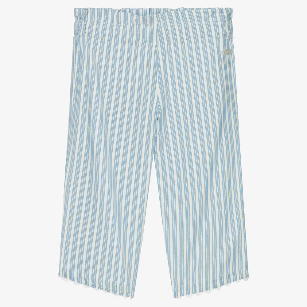 Pan Con Chocolate-Girls Blue & White Striped Trousers | Childrensalon Outlet