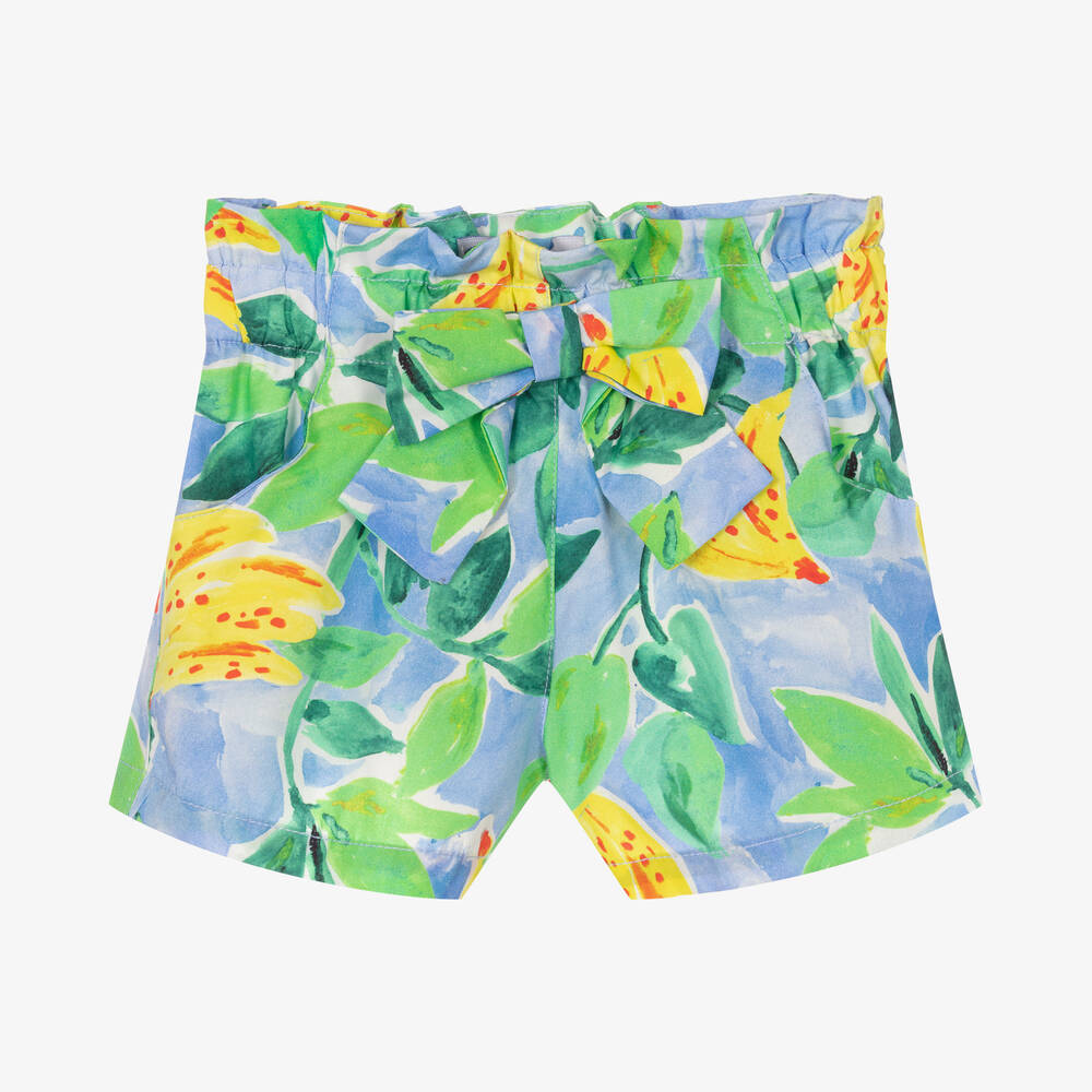 Pan Con Chocolate - Girls Cotton Banana Print Shorts | Childrensalon