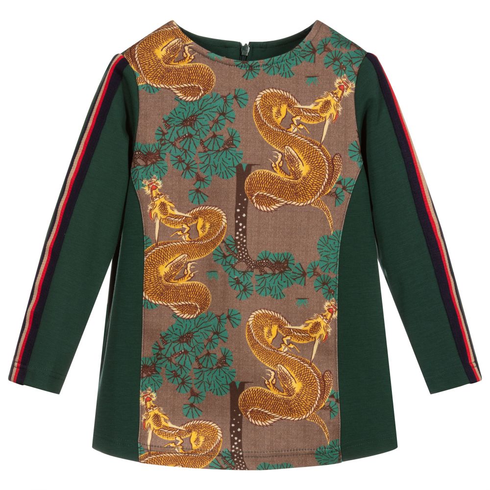 Pan Con Chocolate - Girls Green & Beige Top | Childrensalon