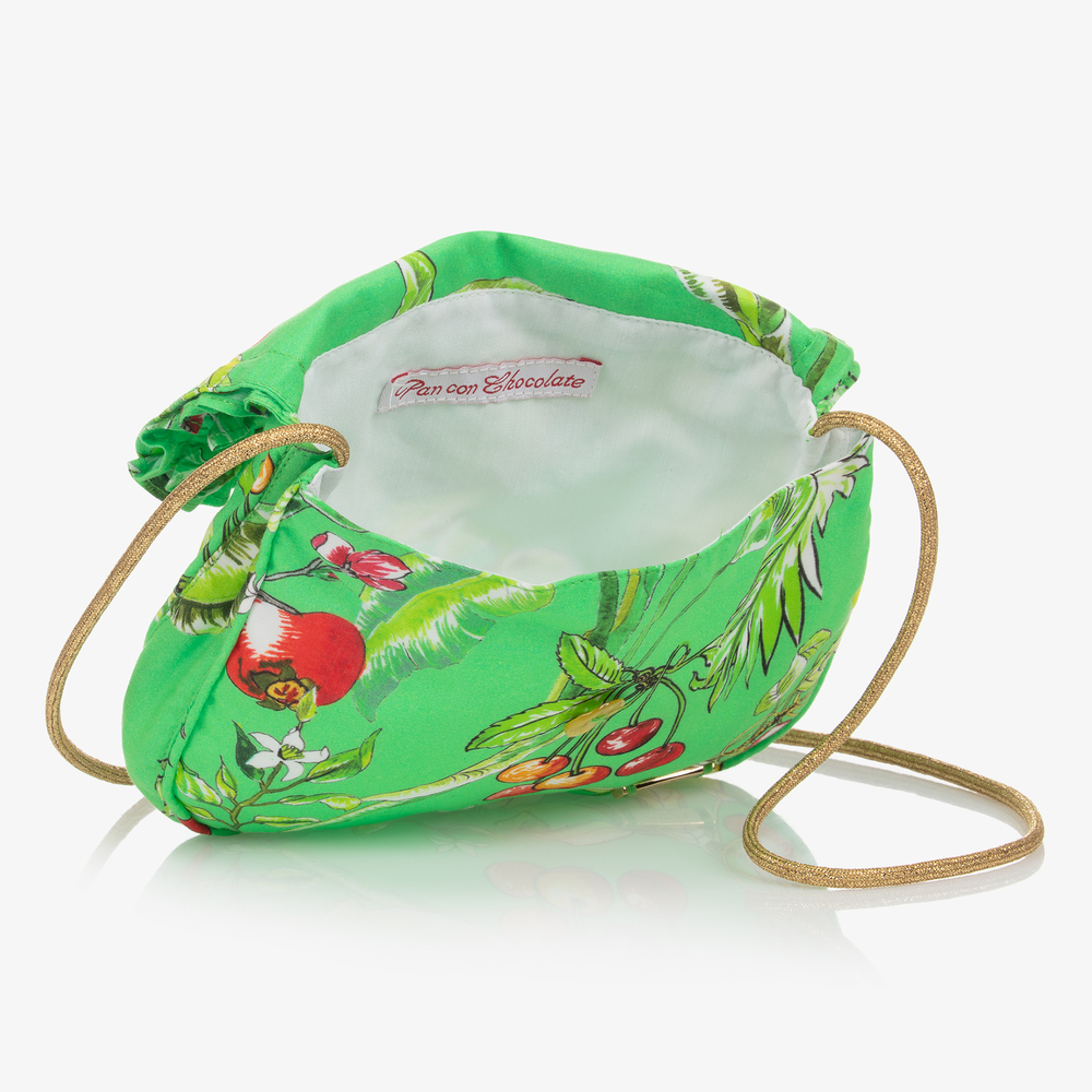 Pan Con Chocolate-Girls Green Cotton Bag (18cm) | Childrensalon Outlet