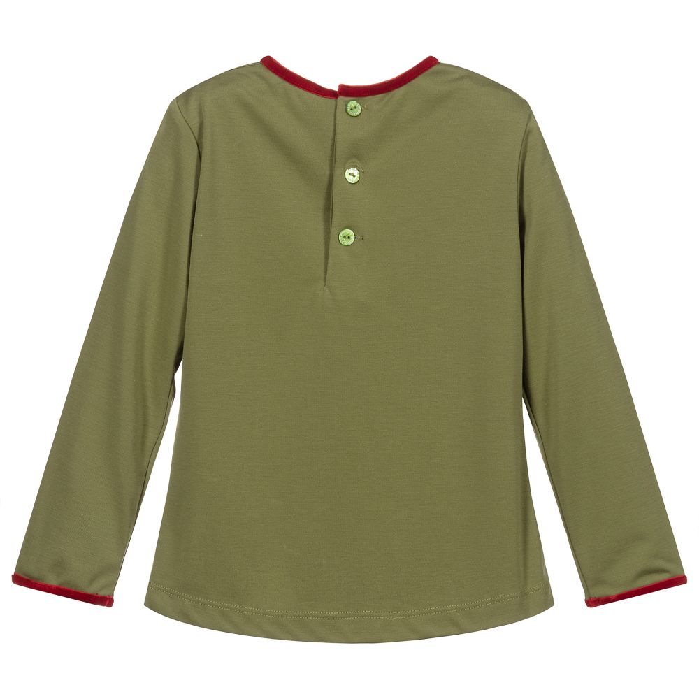 بان كون شوكولا-Girls Green Cotton Top | Childrensalon Outlet