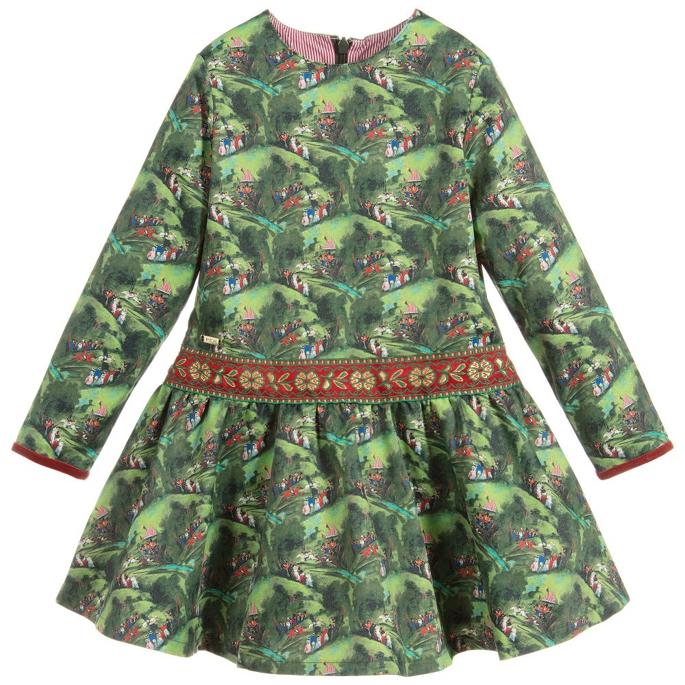 Pan Con Chocolate-Girls Green Satin Dress | Childrensalon Outlet