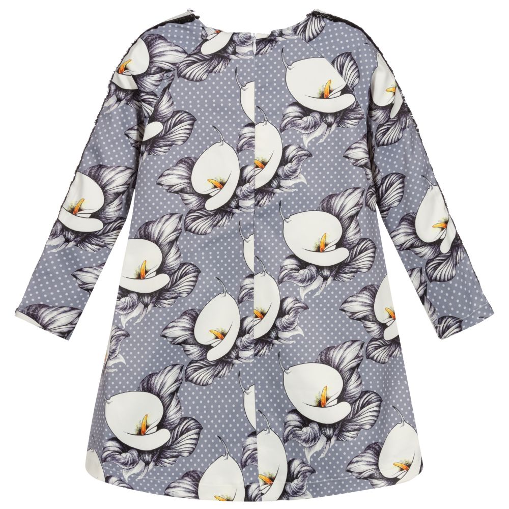 Pan Con Chocolate-Girls Grey Floral Dress | Childrensalon Outlet