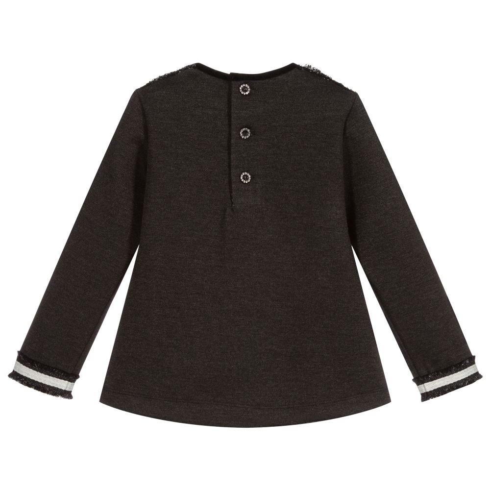 Pan Con Chocolate-Girls Grey Jersey Top | Childrensalon Outlet