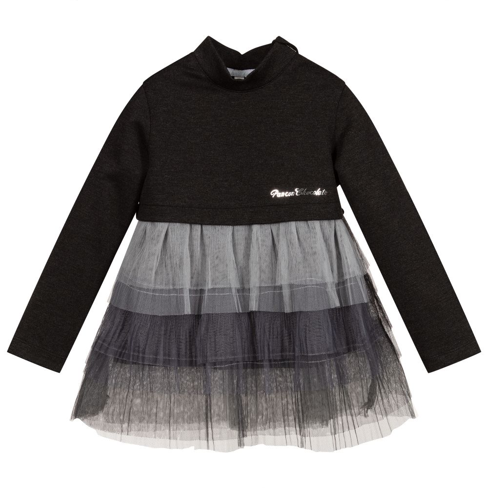 Pan Con Chocolate - Girls Grey Tiered Top | Childrensalon