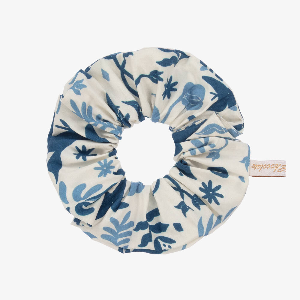 Pan Con Chocolate-Girls Ivory & Blue Cotton Hair Elastic | Childrensalon Outlet