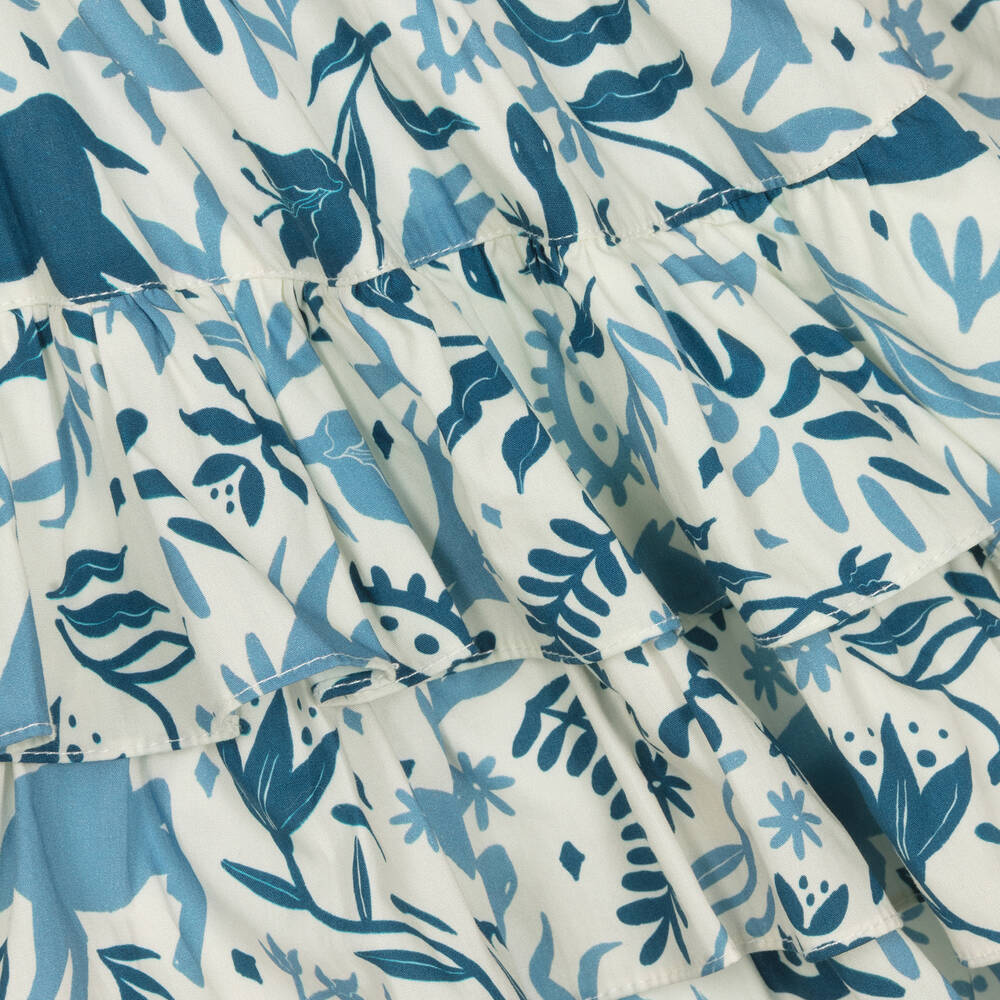 Pan Con Chocolate-Girls Ivory & Blue Cotton Shirt Dress | Childrensalon Outlet