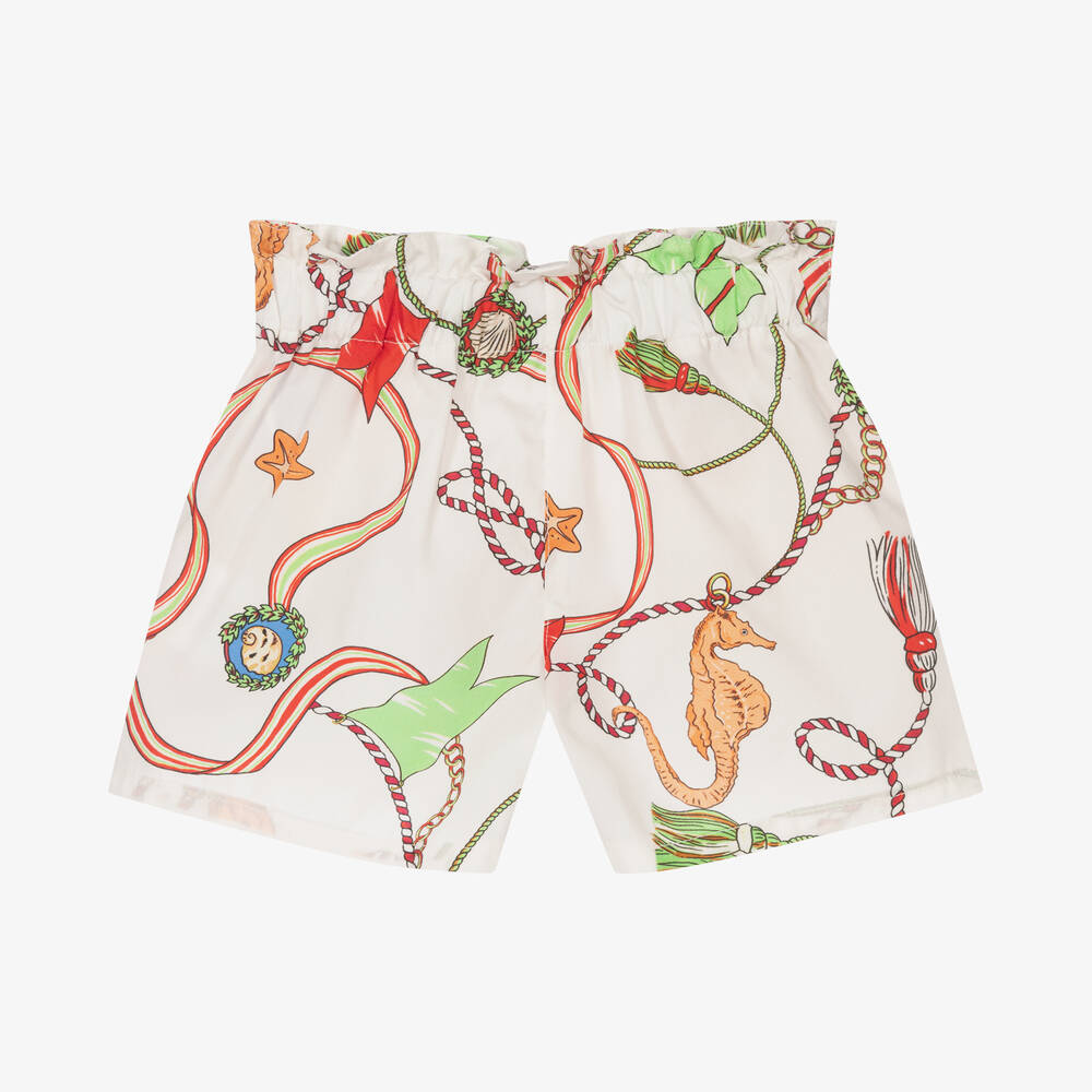 بان كون شوكولا-شورت قطن لون عاجي للبنات | Childrensalon Outlet