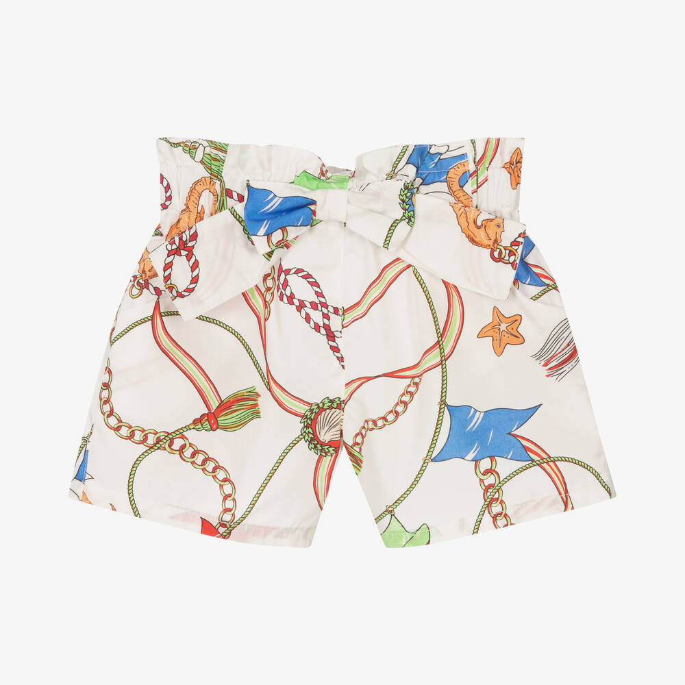 Pan Con Chocolate - Girls Ivory Cotton Shorts | Childrensalon