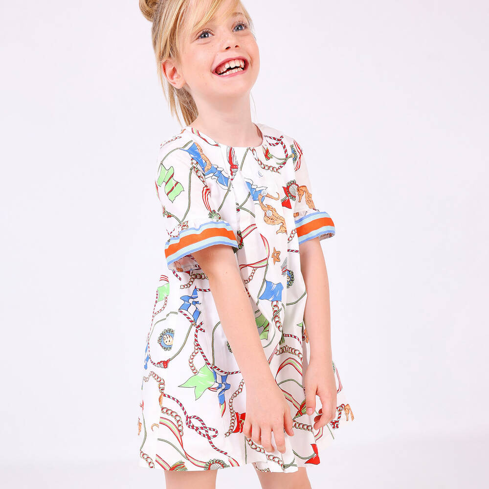 بان كون شوكولا-فستان قطن ساتين لون عاجي | Childrensalon Outlet