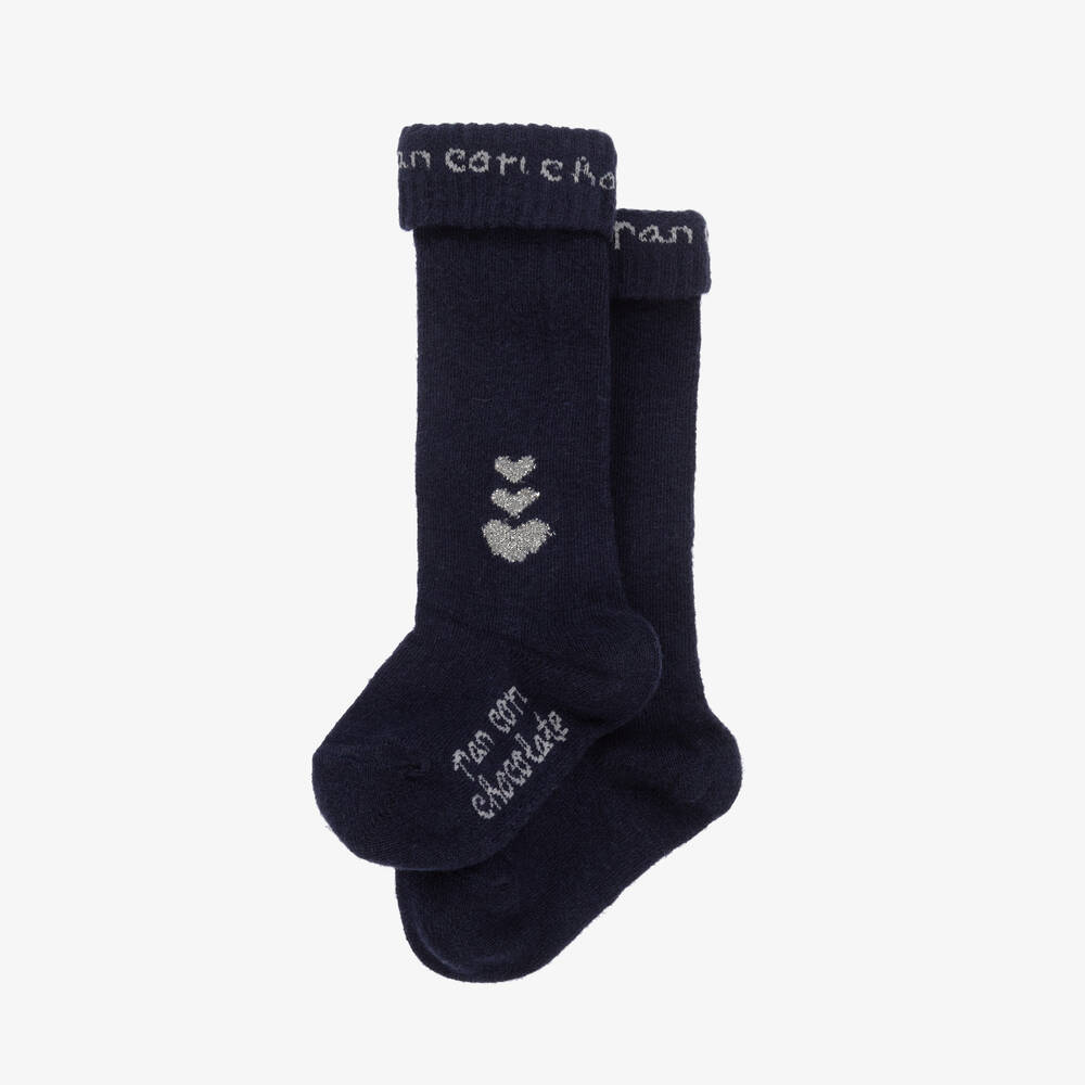 Pan Con Chocolate-Girls Navy Blue Cotton Socks  | Childrensalon Outlet
