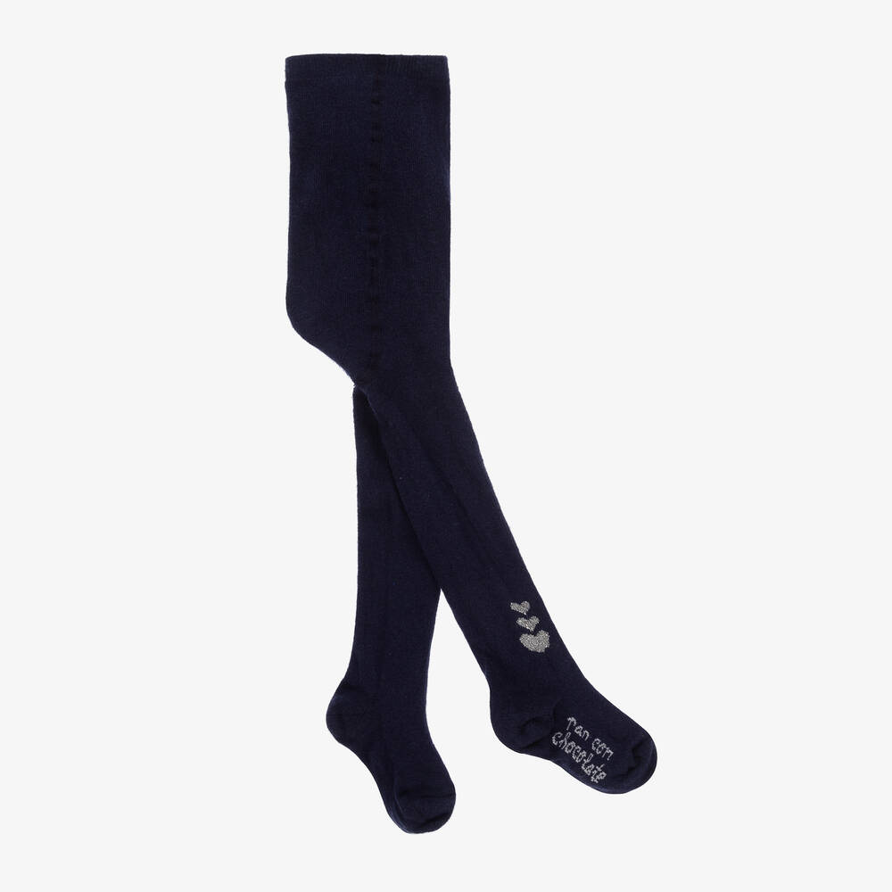 Pan Con Chocolate Girls Navy Blue Cotton Tights Childrensalon Outlet