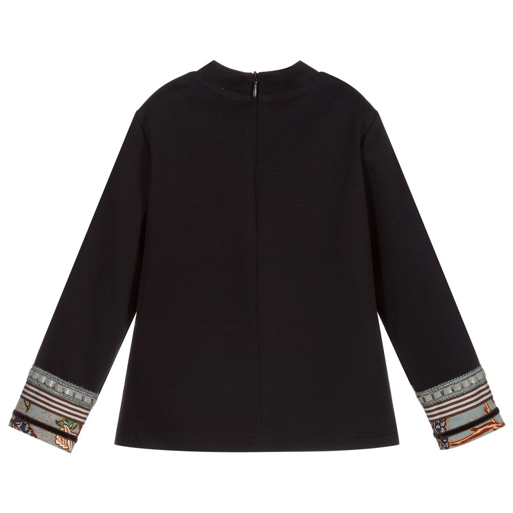 Pan Con Chocolate-Girls Navy Blue Jersey Top | Childrensalon Outlet
