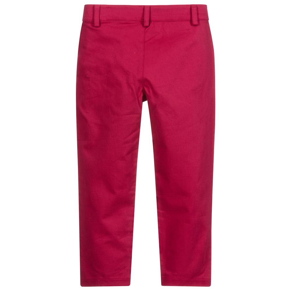 Pan Con Chocolate-Girls Pink Cotton Trousers  | Childrensalon Outlet