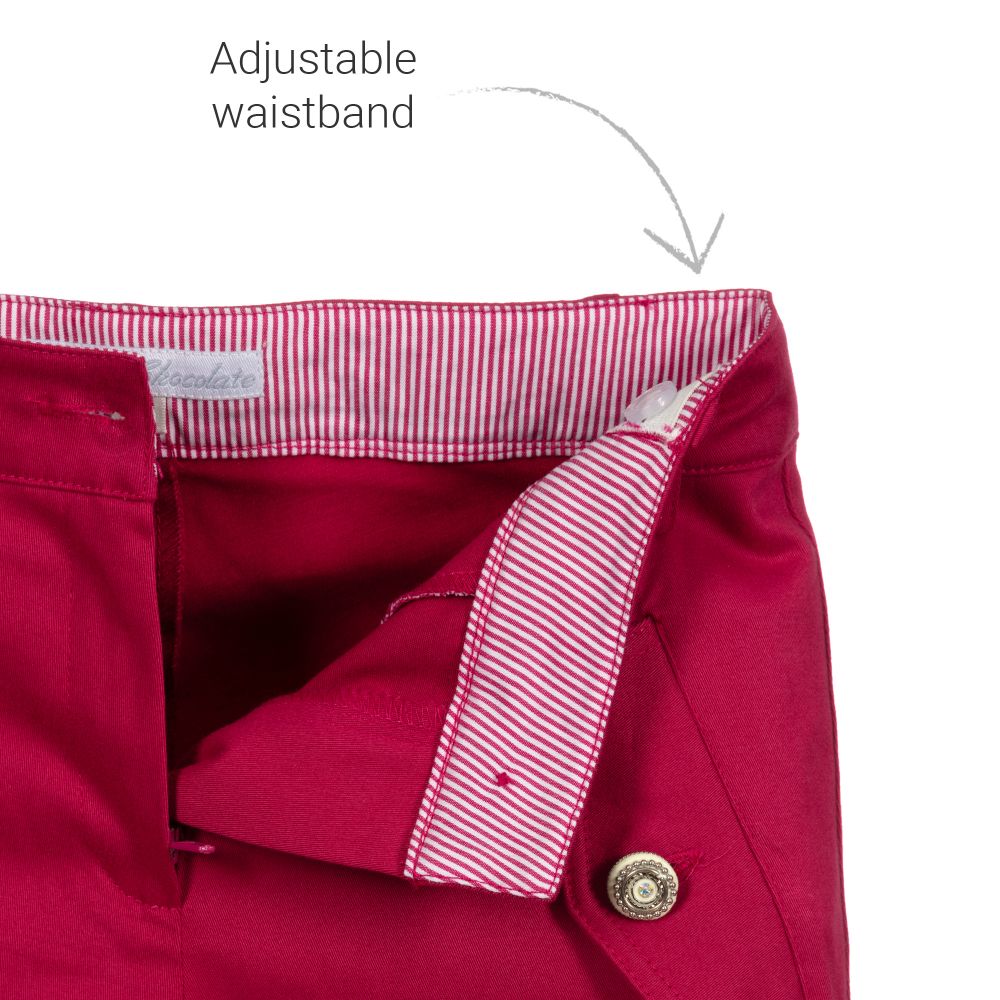 Pan Con Chocolate-Girls Pink Cotton Trousers  | Childrensalon Outlet