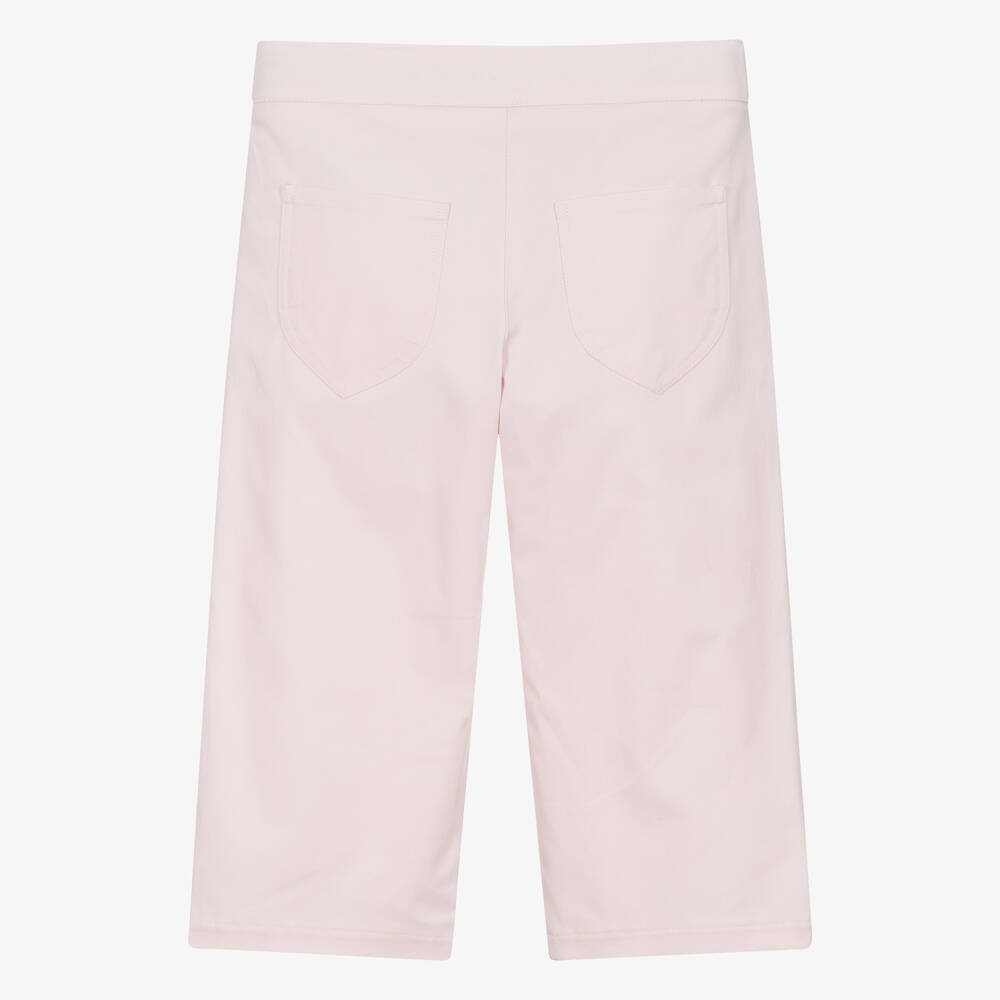 Pan Con Chocolate-Girls Pink Cropped Cotton Trousers | Childrensalon Outlet