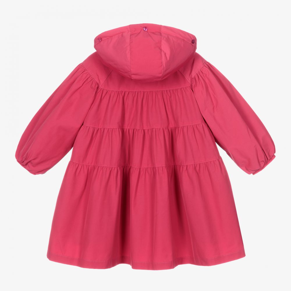 Pan Con Chocolate-معطف مزيج قطن لون زهري فيوشيا للبنات | Childrensalon Outlet