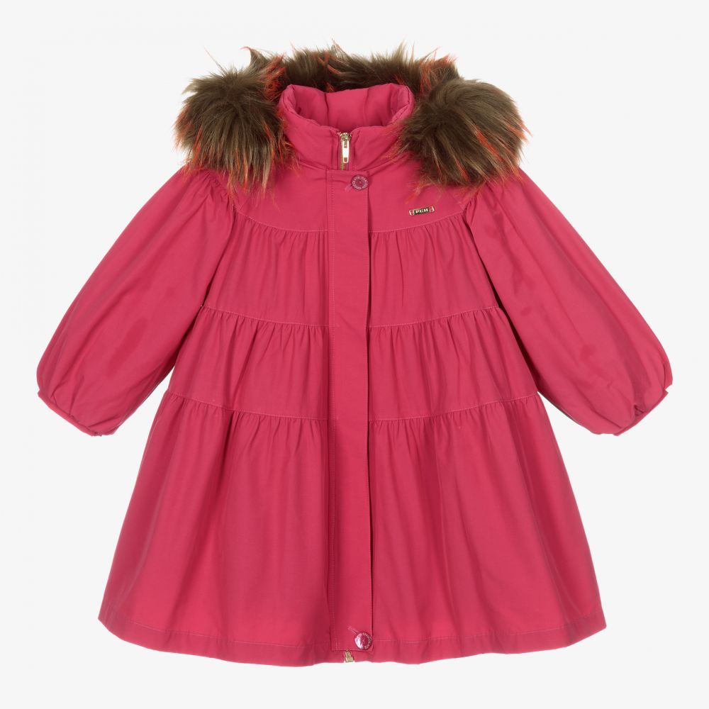 Pan Con Chocolate - Girls Pink Faux Fur Coat | Childrensalon