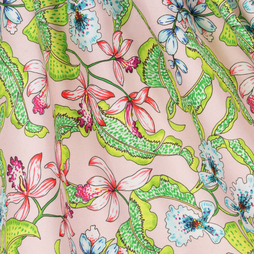 Pan Con Chocolate-Розовое хлопковое платье с цветами | Childrensalon Outlet