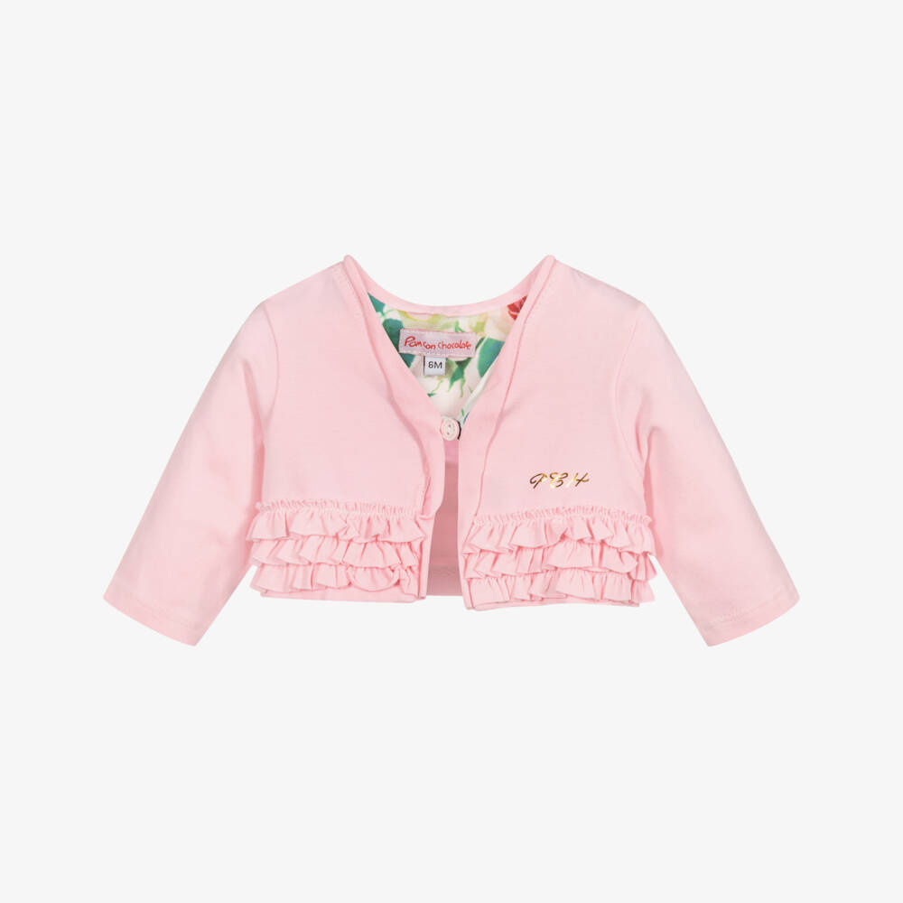 Pan Con Chocolate-Girls Pink Jersey Cardigan | Childrensalon Outlet