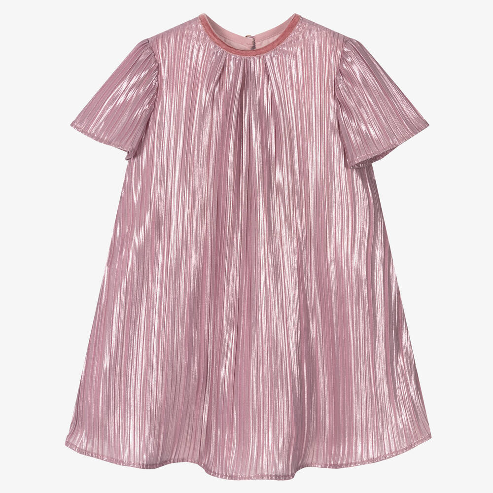 Pan Con Chocolate - Robe plissée rose fille | Childrensalon