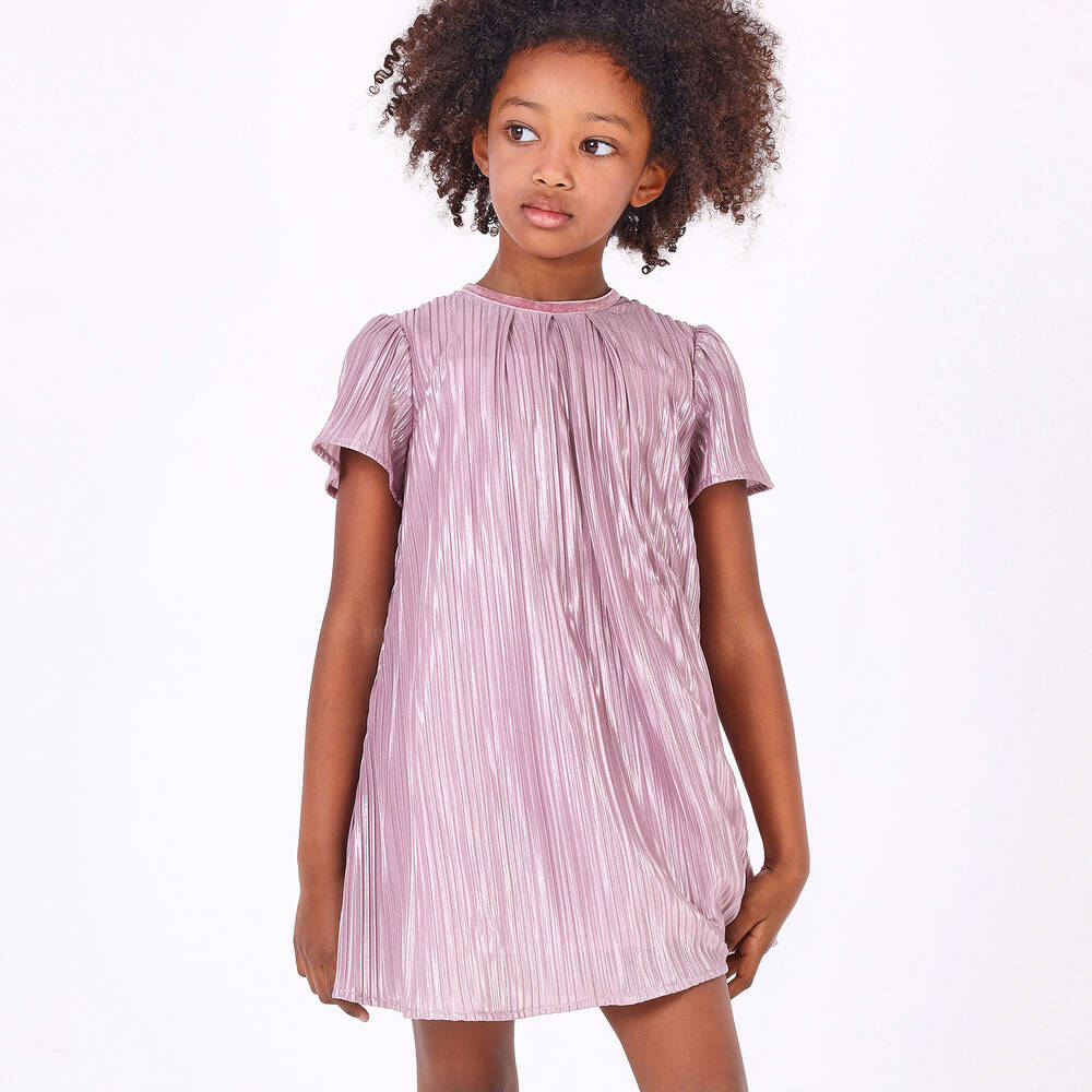 بان كون شوكولا-فستان بكسرات لون زهري | Childrensalon Outlet