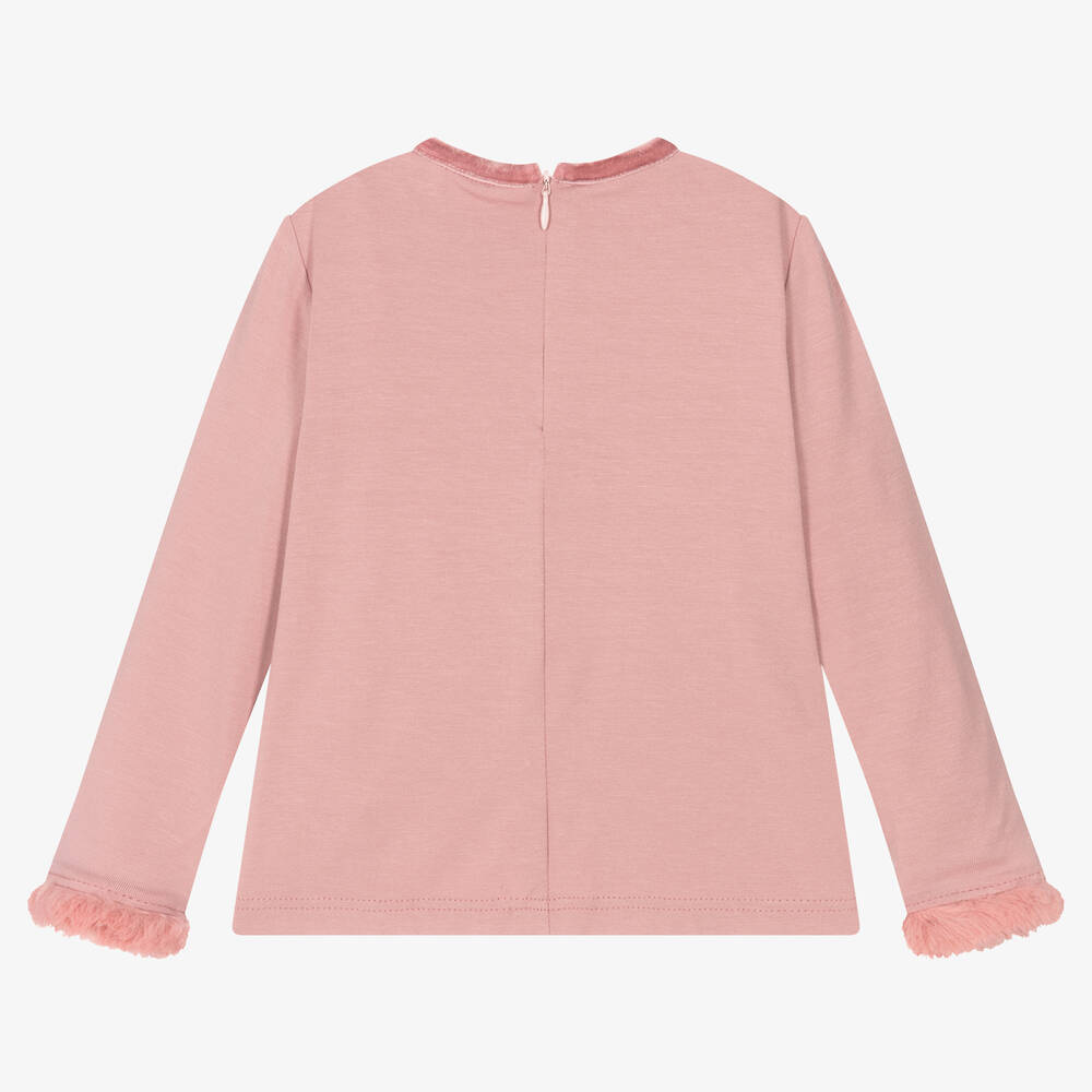 Pan Con Chocolate-Girls Pink Viscose Logo Top | Childrensalon Outlet