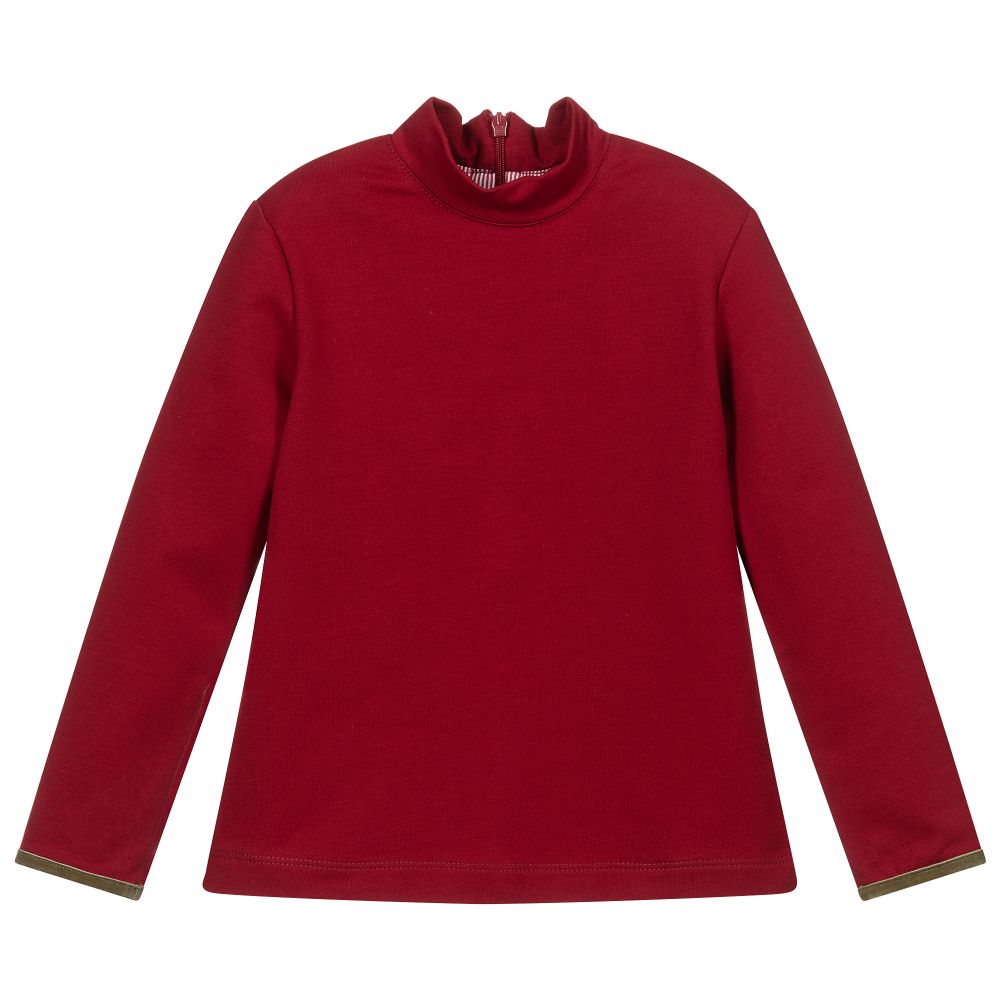 Pan Con Chocolate - Girls Red Cotton Top | Childrensalon