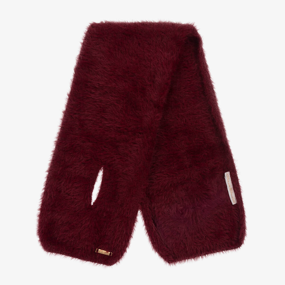 Pan Con Chocolate-Girls Red Fluffy Hat & Scarf Set | Childrensalon Outlet