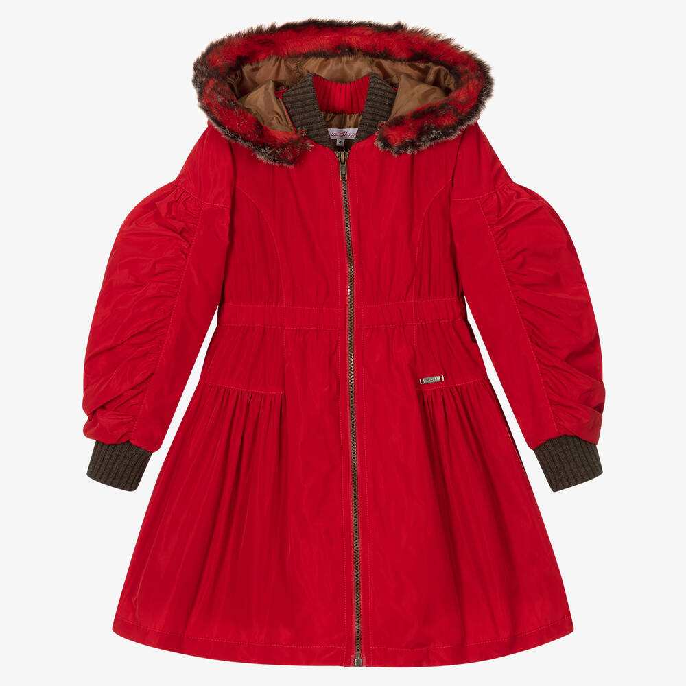 Pan Con Chocolate - Manteau à capuche rouge Fille | Childrensalon