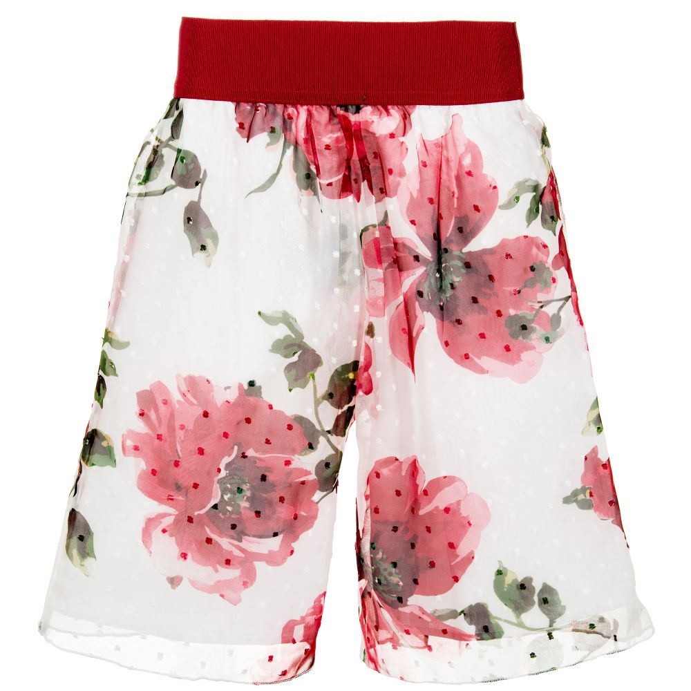 Pan Con Chocolate-Girls Red Rose Chiffon Culottes | Childrensalon Outlet
