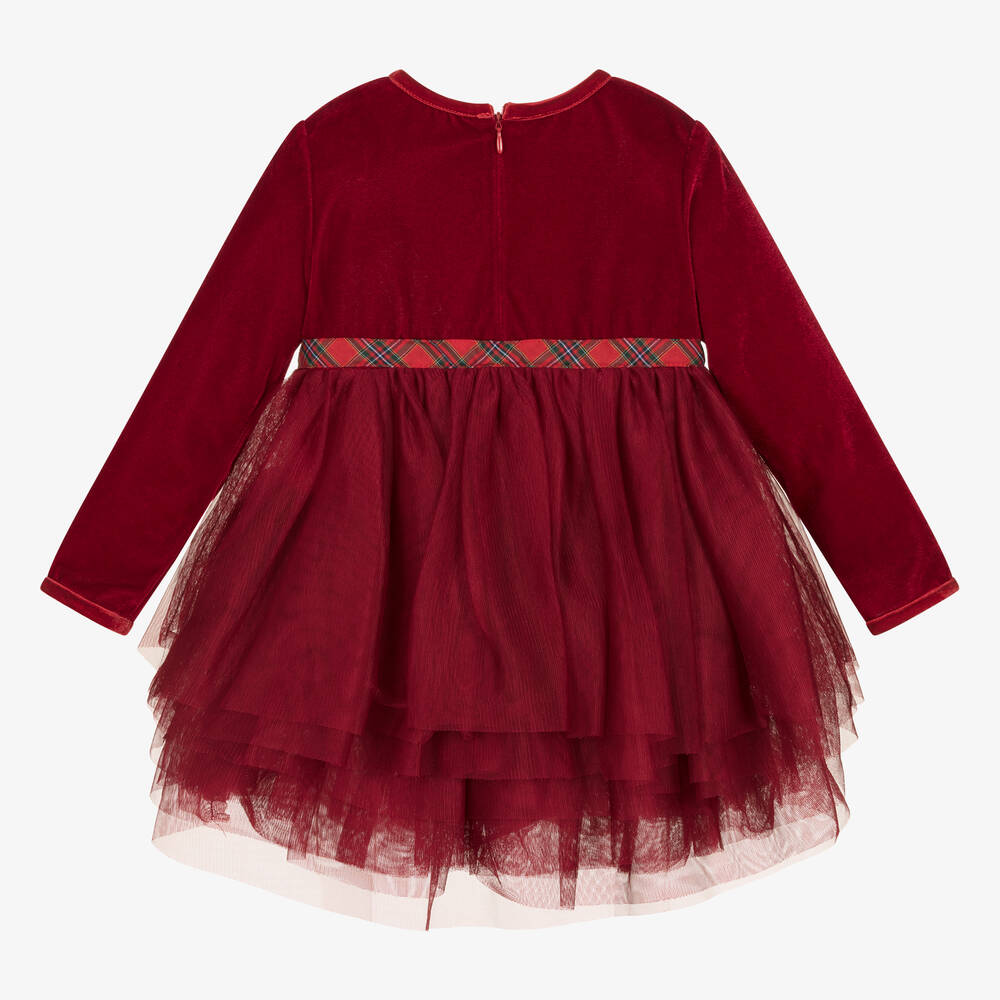 Pan Con Chocolate-Girls Red Velour & Tulle Dress | Childrensalon Outlet