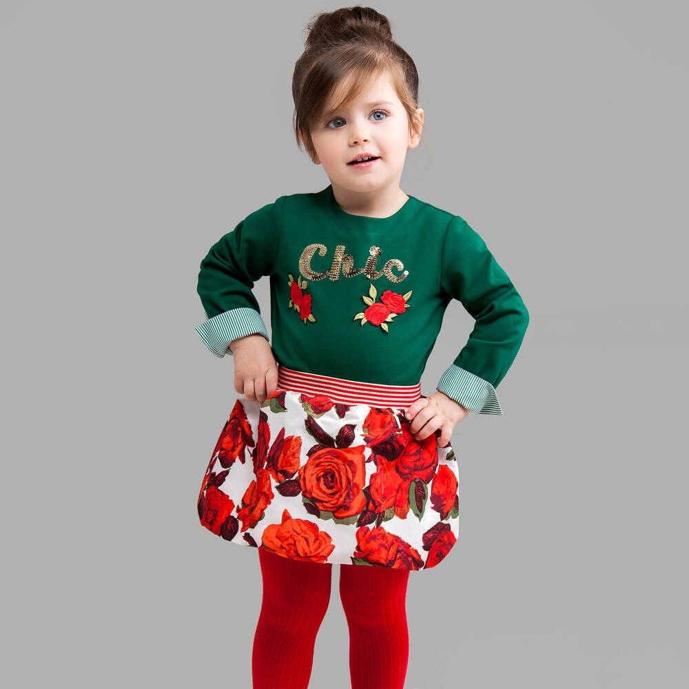 Pan Con Chocolate-Girls Rose Print Skirt | Childrensalon Outlet