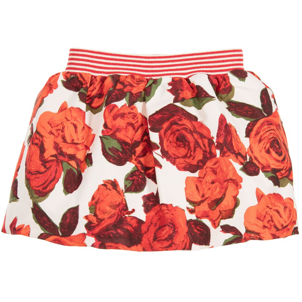 Pan Con Chocolate - Girls Rose Print Skirt | Childrensalon