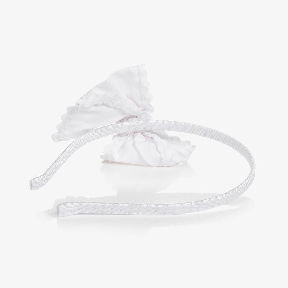 Pan Con Chocolate-Girls White Bow Hairband | Childrensalon Outlet