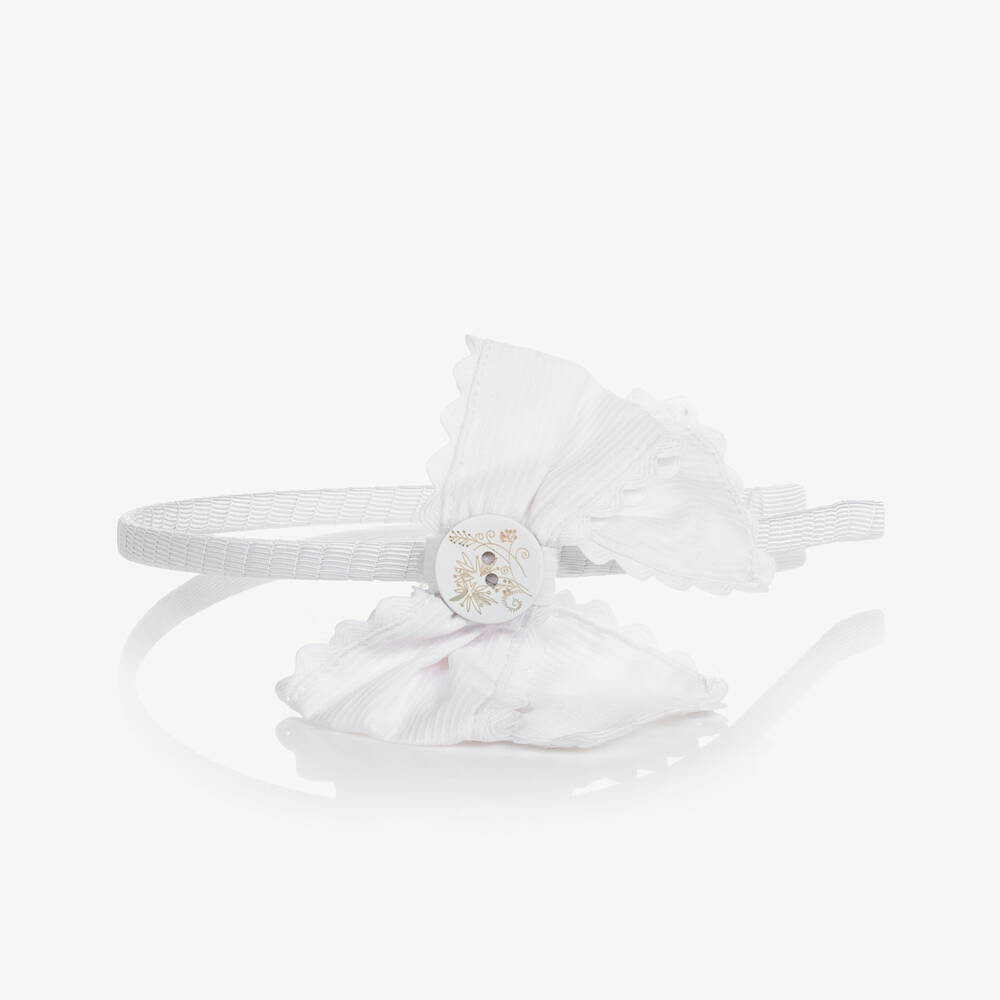 Pan Con Chocolate-Girls White Bow Hairband | Childrensalon Outlet