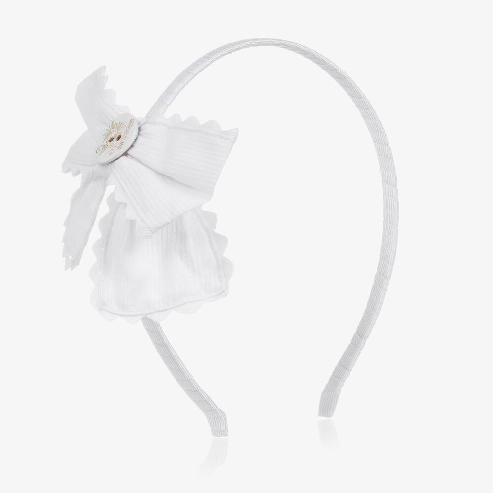 Pan Con Chocolate-Girls White Bow Hairband | Childrensalon Outlet
